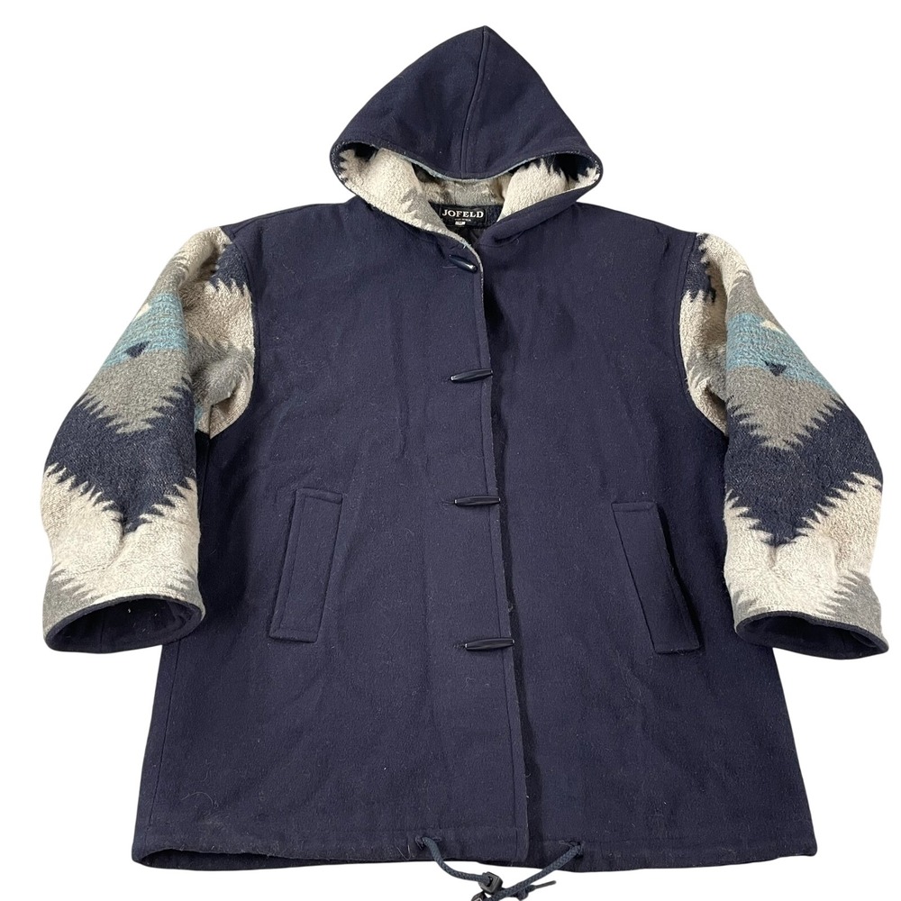 VTG Jofeld Coat Women Med Aztec Navajo Print Blanket‎ Jacket Wool Southwest USA
